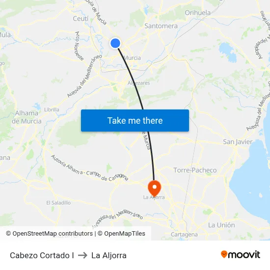 Cabezo Cortado I to La Aljorra map
