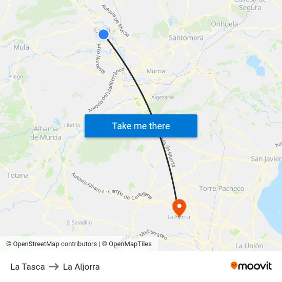 La Tasca to La Aljorra map