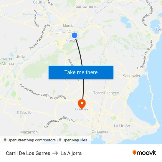 Carril De Los Garres to La Aljorra map
