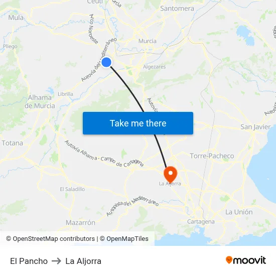 El Pancho to La Aljorra map