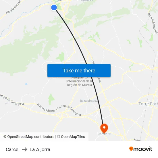 Cárcel to La Aljorra map