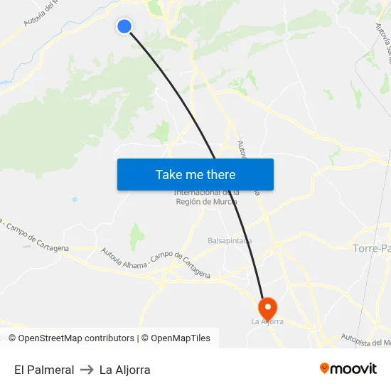 El Palmeral to La Aljorra map