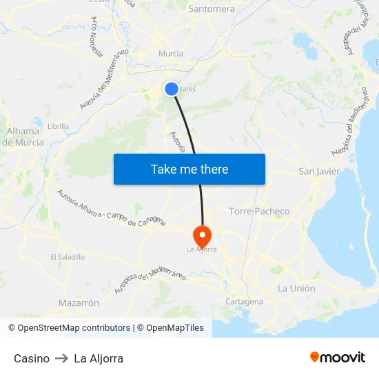 Casino to La Aljorra map
