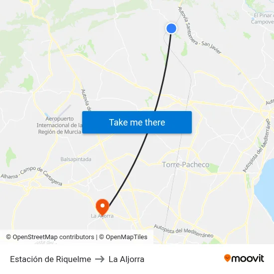 Estación de Riquelme to La Aljorra map
