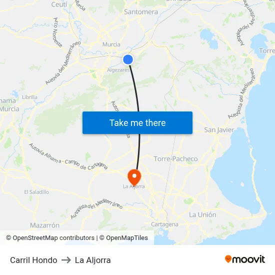 Carril Hondo to La Aljorra map