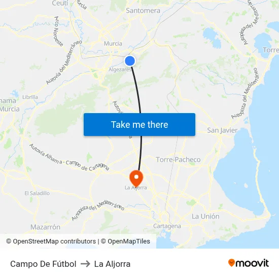 Campo De Fútbol to La Aljorra map