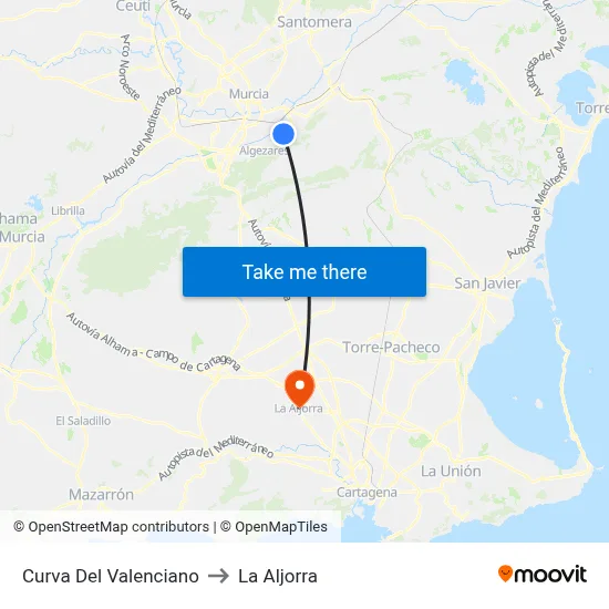 Curva Del Valenciano to La Aljorra map