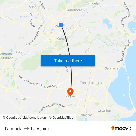 Farmacia to La Aljorra map