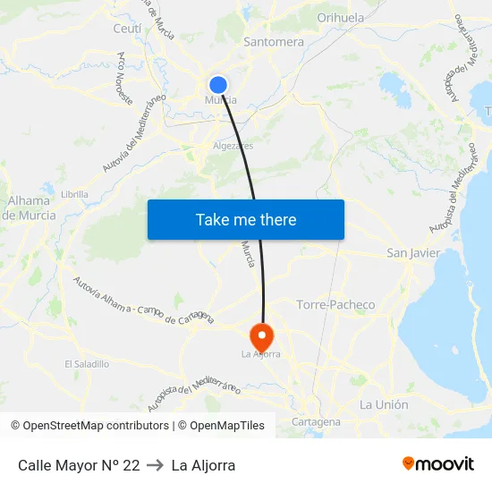 Calle Mayor Nº 22 to La Aljorra map