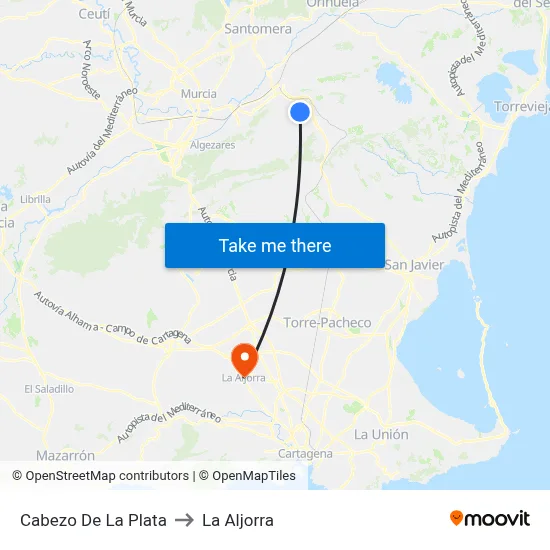 Cabezo De La Plata to La Aljorra map