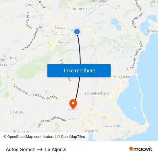 Autos Gómez to La Aljorra map