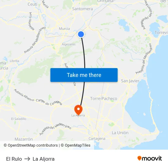El Rulo to La Aljorra map