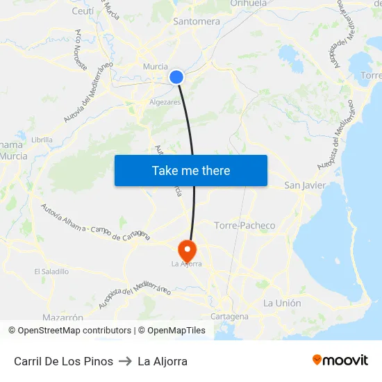 Carril De Los Pinos to La Aljorra map