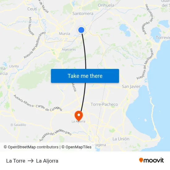 La Torre to La Aljorra map
