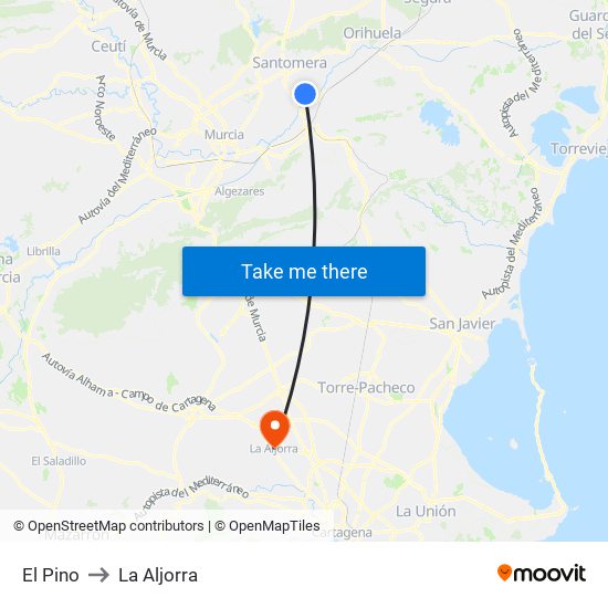 El Pino to La Aljorra map