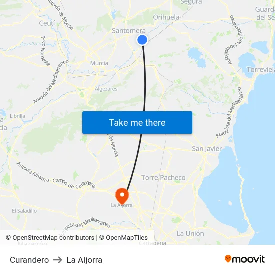 Curandero to La Aljorra map