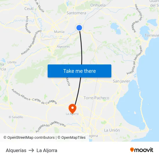 Alquerías to La Aljorra map