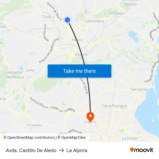 Avda. Castillo De Aledo to La Aljorra map