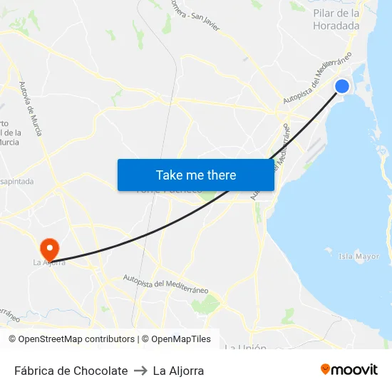 Fábrica de Chocolate to La Aljorra map