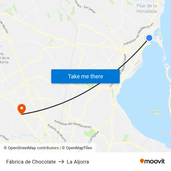Fábrica de Chocolate to La Aljorra map