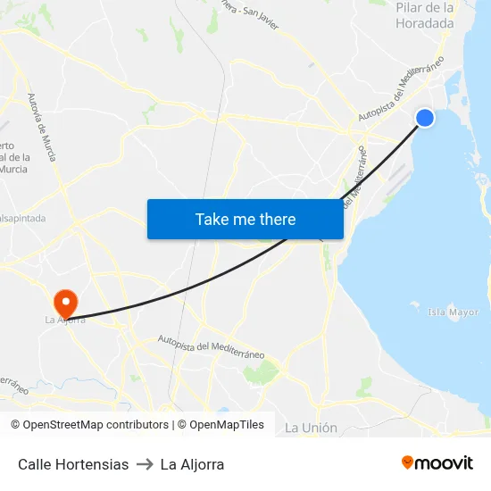 Calle Hortensias to La Aljorra map