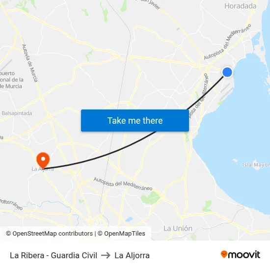 La Ribera - Guardia Civil to La Aljorra map