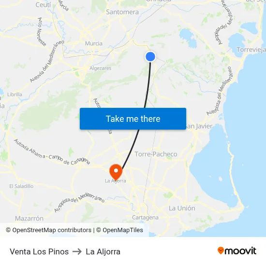 Venta Los Pinos to La Aljorra map