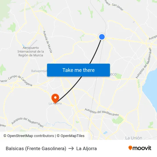 Balsicas (Frente Gasolinera) to La Aljorra map