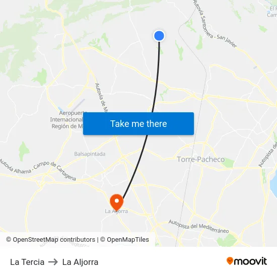 La Tercia to La Aljorra map