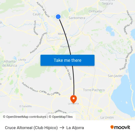 Cruce Altorreal (Club Hípico) to La Aljorra map