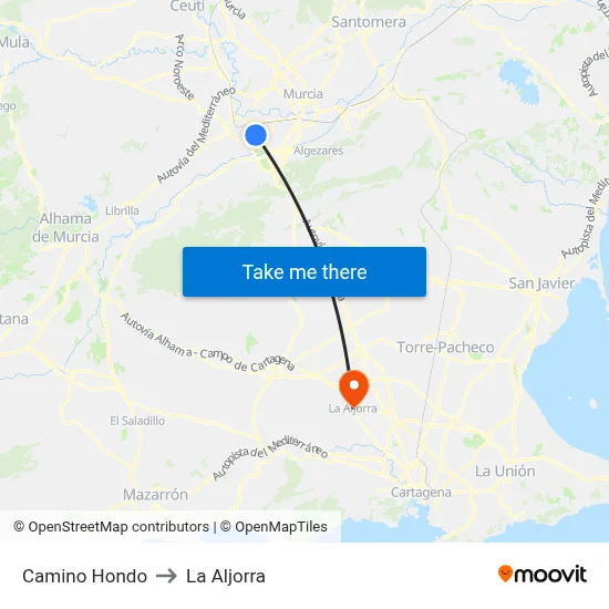 Camino Hondo to La Aljorra map