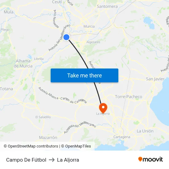 Campo De Fútbol to La Aljorra map