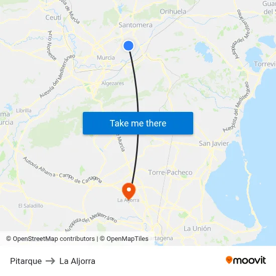 Pitarque to La Aljorra map