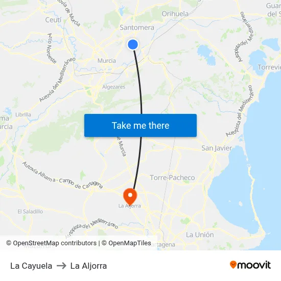La Cayuela to La Aljorra map