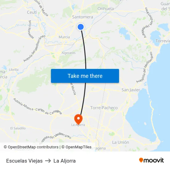 Escuelas Viejas to La Aljorra map