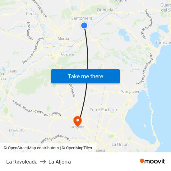 La Revolcada to La Aljorra map
