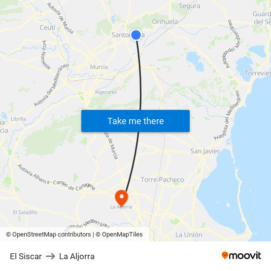 El Siscar to La Aljorra map