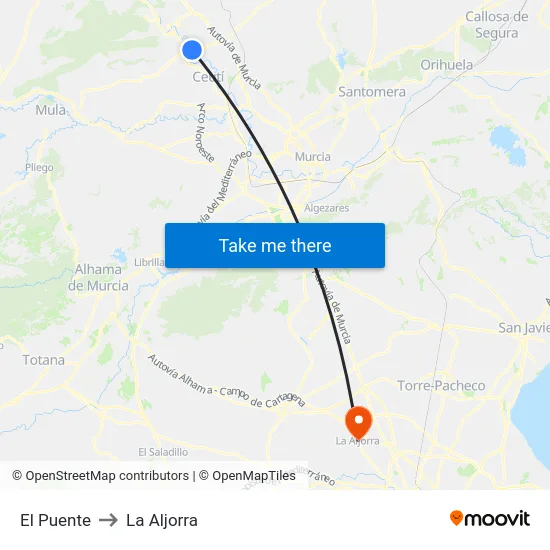 El Puente to La Aljorra map