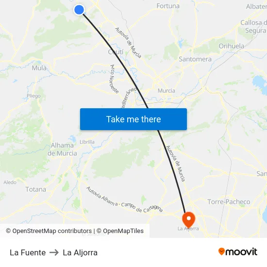 La Fuente to La Aljorra map
