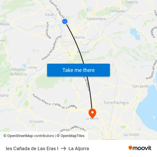 Ies Cañada de Las Eras I to La Aljorra map