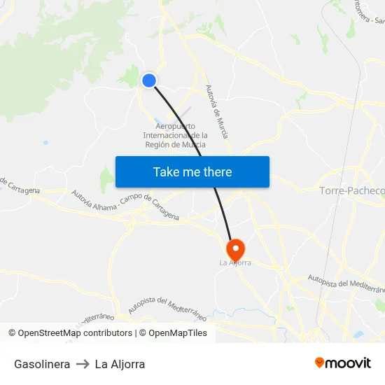 Gasolinera to La Aljorra map