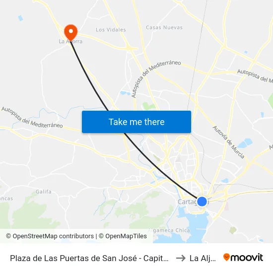 Plaza de Las Puertas de San José - Capitanes Ripoll to La Aljorra map