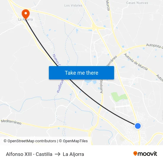 Alfonso XIII - Castilla to La Aljorra map