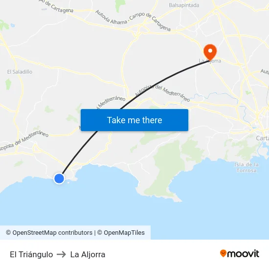 El Triángulo to La Aljorra map