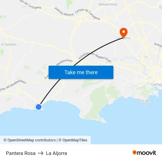 Pantera Rosa to La Aljorra map