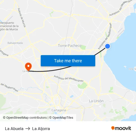 La Abuela to La Aljorra map