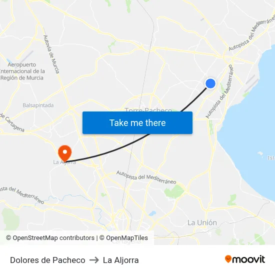 Dolores de Pacheco to La Aljorra map