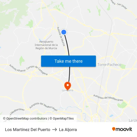 Los Martínez Del Puerto to La Aljorra map