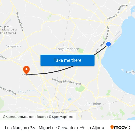 Los Narejos (Pza. Miguel de Cervantes) to La Aljorra map
