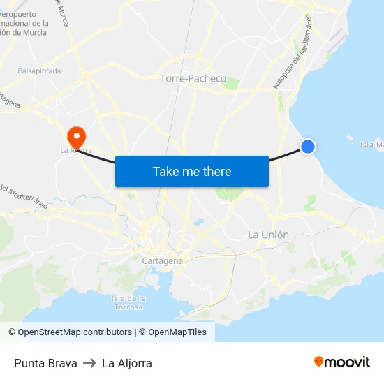 Punta Brava to La Aljorra map